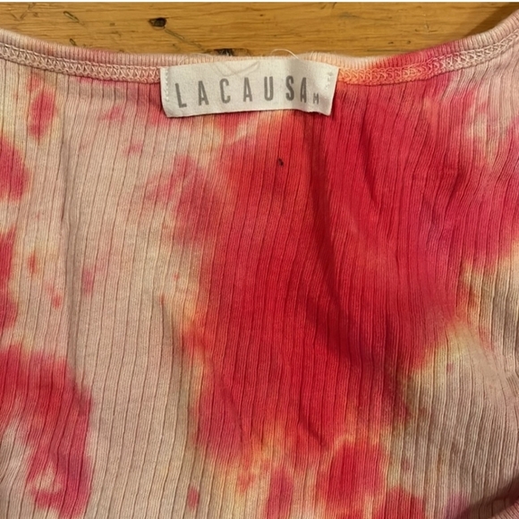 Anthropologue Anisa Notch Neck Tank - Pink Tie-Dye - Picture 6 of 7